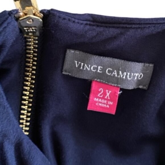 Vince Camuto Navy & White Sleeveless Maxi Dress 2X - Picture 2 of 4